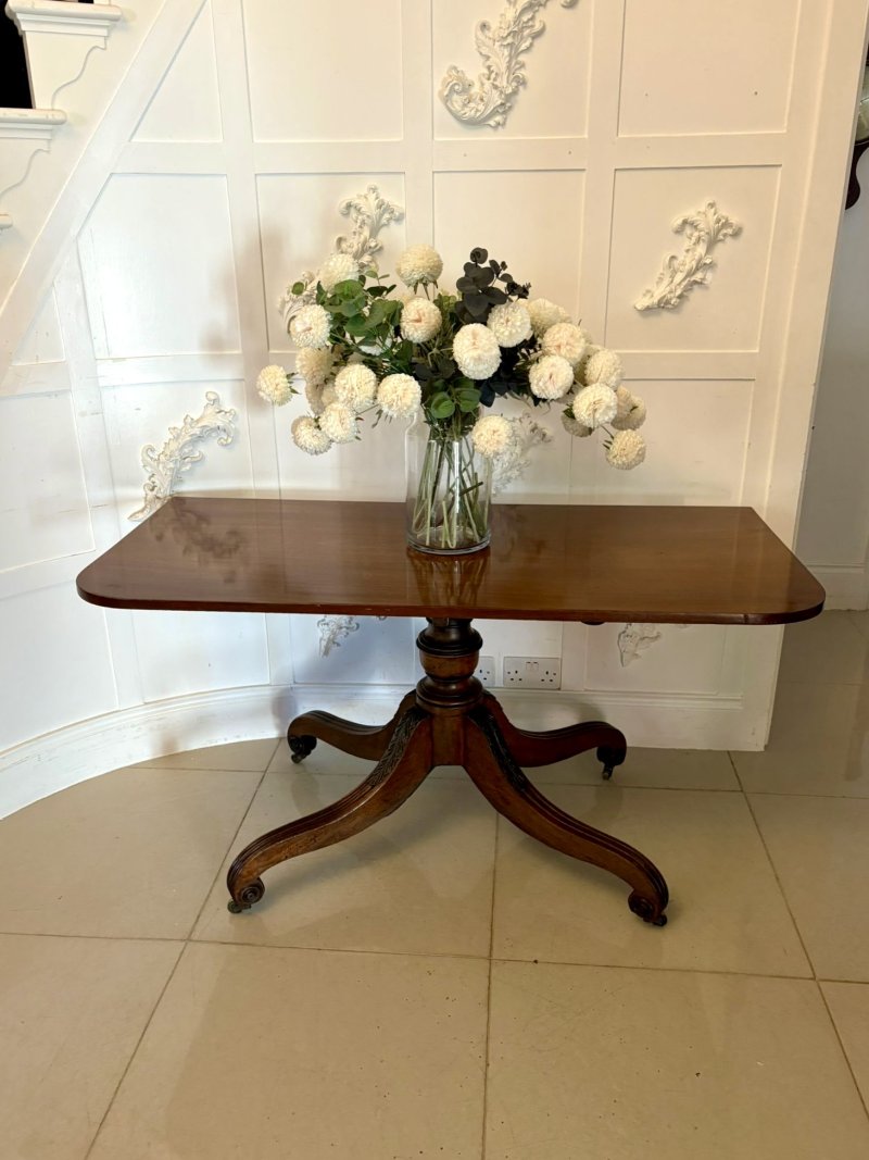 Superb Quality Antique Regency Three-Pillar Mahogany Dining Table